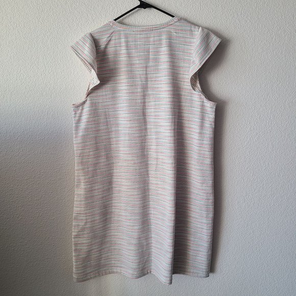 LOFT Petites US Women's Size XLP Rainbow Striped Flutter Sleeve Dress Stretch - Picture 3 of 11